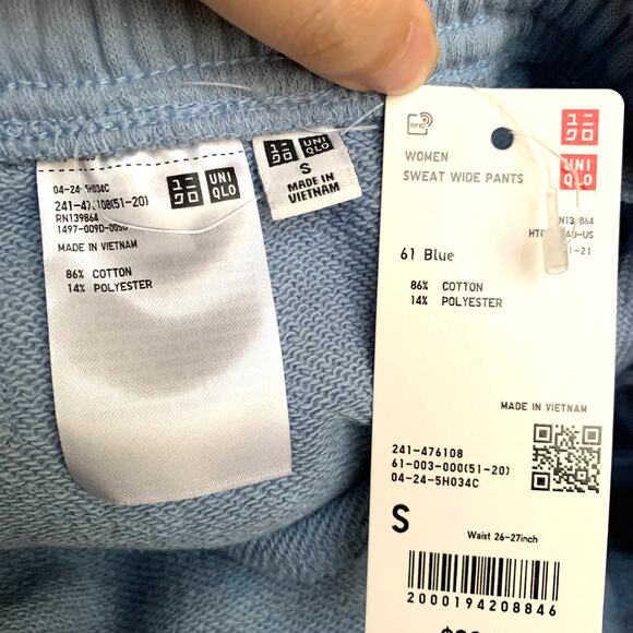 Uniqlo Wide Cotton Blend Sweatpants in 61 Blue - Picture 7 of 8